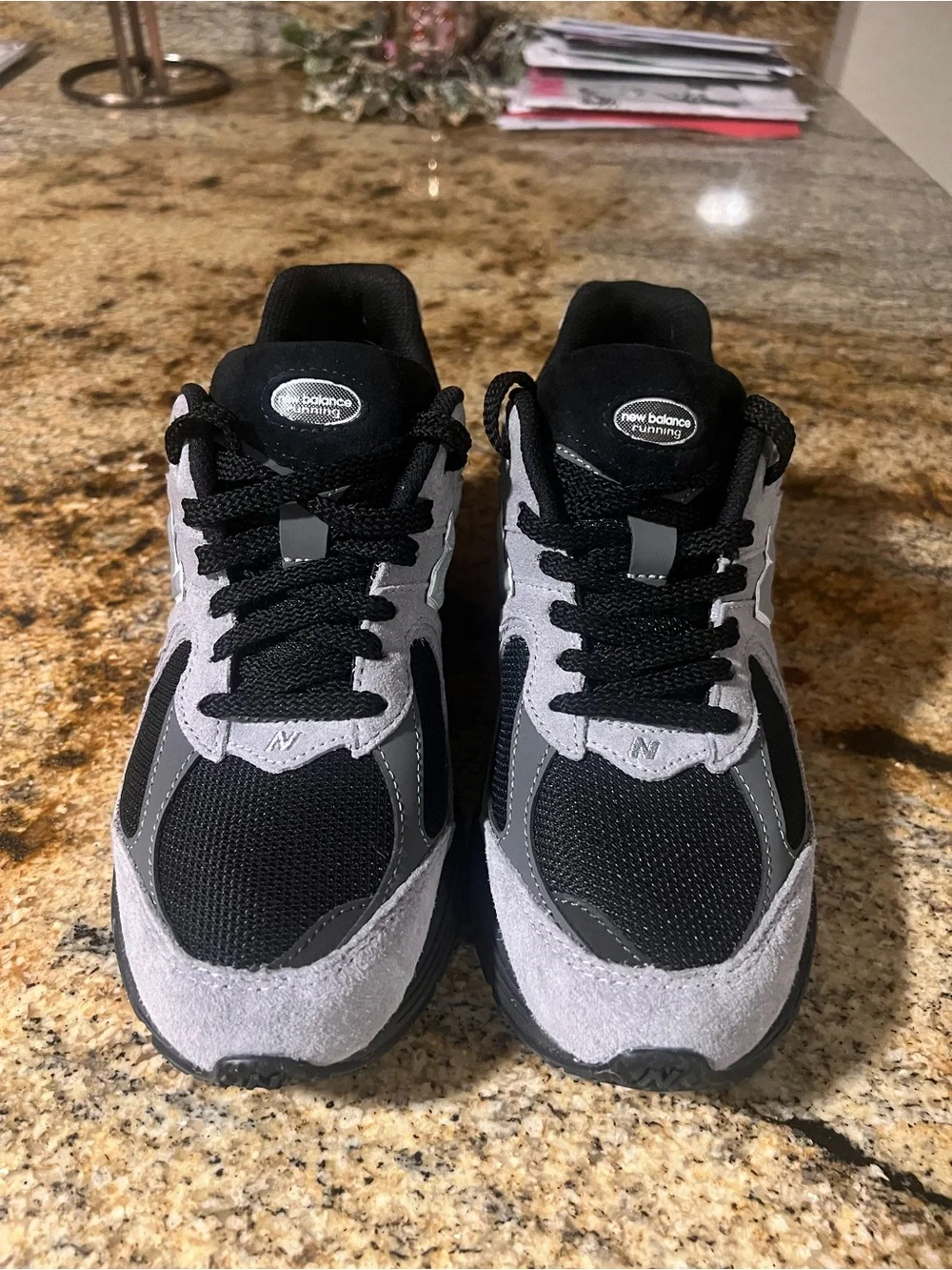 New Balance Black & Gray Mesh Suede Running Shoes